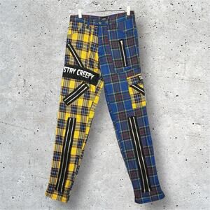 Stay Creepy London Punk Plaid Pants Men’s 30 Zipper Legs Gothic Grunge Alt